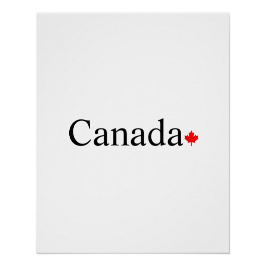カナダのタイポグラフィと赤楓の葉の白 ポスター (正面)