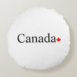 カナダのタイポグラフィと赤楓の葉の白 ラウンドクッション
