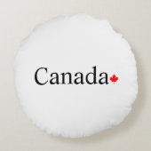 カナダのタイポグラフィと赤楓の葉の白 ラウンドクッション (裏面)