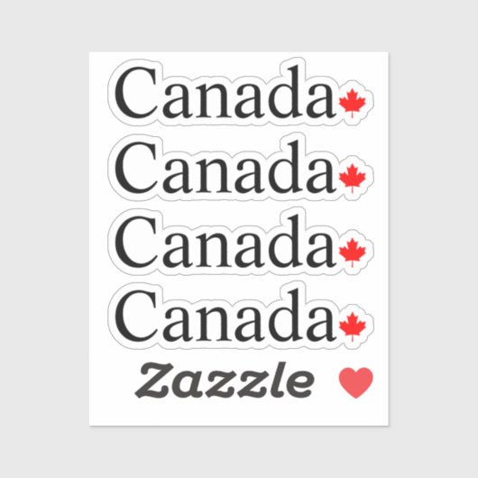 カナダのタイポグラフィと赤楓の葉4 シール (シート)