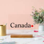 カナダのタイポグラフィと赤楓の葉 アクリルサイン (ウェディング)