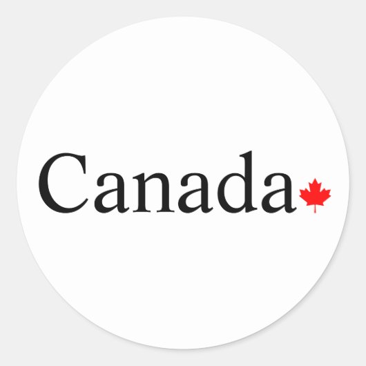 カナダのタイポグラフィと赤楓の葉 ラウンドシール (正面)