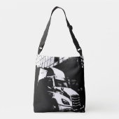 カナダのトラックで市内風景の白黒 クロスボディバッグ (裏面)