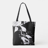 カナダのトラックで市内風景の白黒 トートバッグ (裏面)