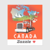 カナダのトラックの地図の旅行ポスター シール (シート)