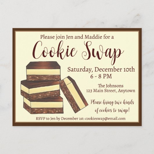 カナダのナナイモバースクリスマス クッキー交換 インビテーションポストカード (正面)