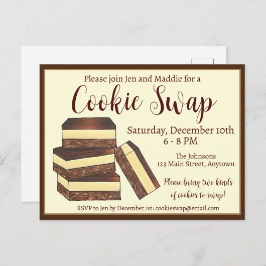 カナダのナナイモバー クリスマス クッキー交換会 インビテーションポストカード (正面/裏面)