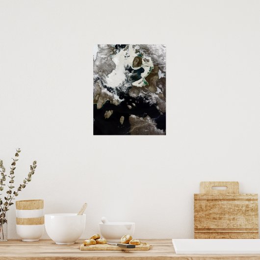 カナダのヌナブトで見える海氷と堆積物 ポスター (キッチン)