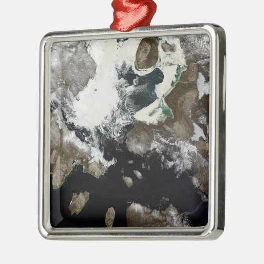 カナダのヌナブトで見える海氷と堆積物 メタルオーナメント (左)