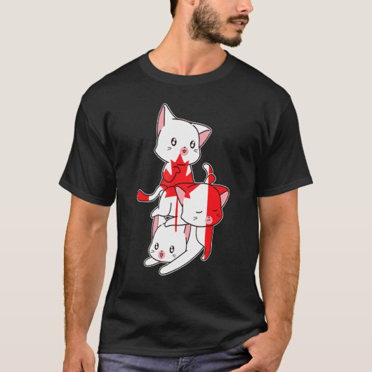 カナダのネコ、カナディアン、カナダ Tシャツ (正面)