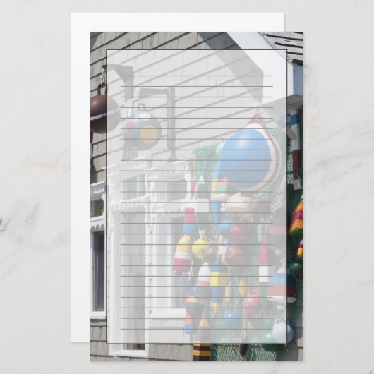 カナダのノバスコシア。ブイショップインブルーロックズ 便箋 (正面/裏面)