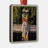 カナダのバンクーバーのトーテムポール。 メタルオーナメント (右)