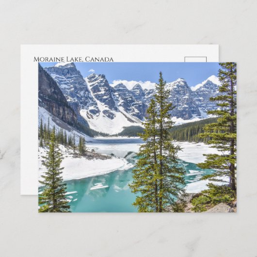カナダのバンフ国立公園、モレーヌ湖 ポストカード (正面/裏面)