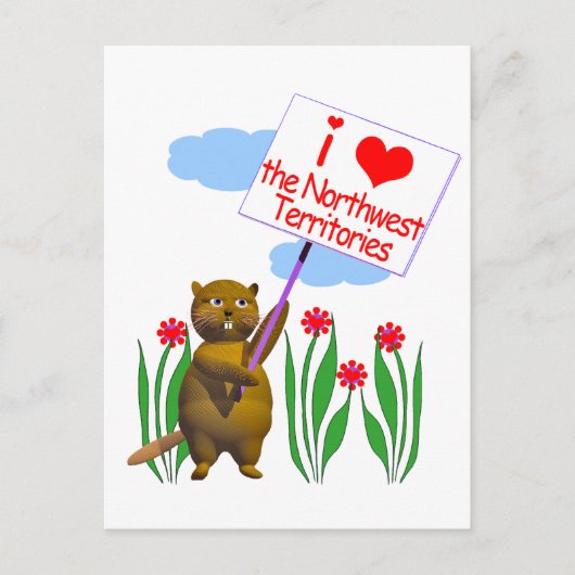 カナダのビーバーがノースウエスト準州を愛する ポストカード (正面)