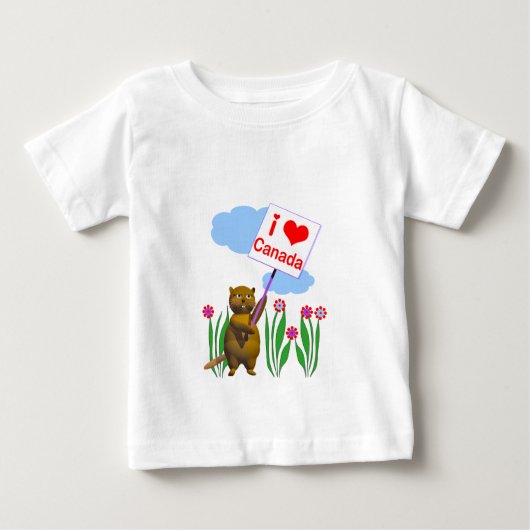カナダのビーバーラブカナダ ベビーTシャツ (正面)