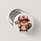 カナダのビーバー51 缶バッジ (正面&裏面)