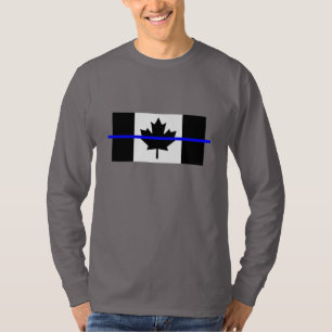 カナダのフラグデコールの細い青い線 Tシャツ