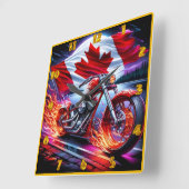 カナダのプライドオートバイアットサンセット スクエア壁時計 (傾斜)