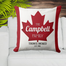 カナダのマップルリーフ ファミリー ネーム スロー ピロー