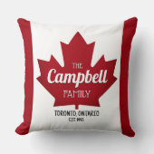 カナダのマップルリーフ ファミリー ネーム スロー ピロー (正面)