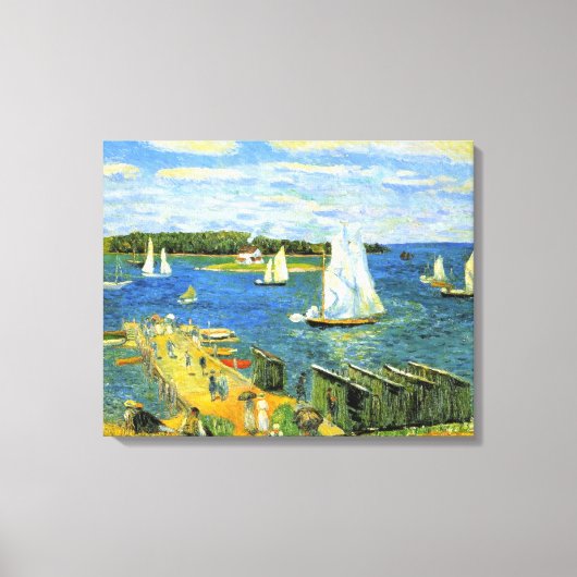 カナダのマホーン湾のセーリングボート キャンバスプリント (正面)