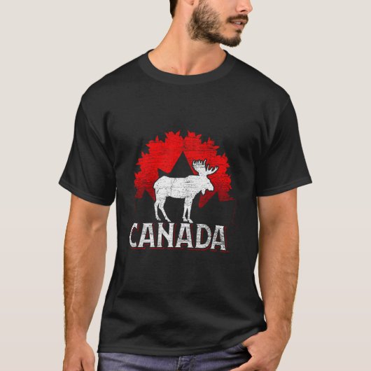 カナダのムースメープルリーフ動物カナダ Tシャツ (正面)