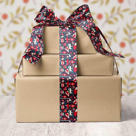 カナダのムース クリスマス 冬 サテンリボン