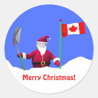 カナダのメリークリスマスサンタ ラウンドシール