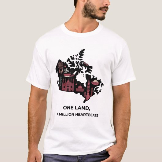 カナダのメープルモザイクTシャツ: 文化の融合デザイン Tシャツ (正面)