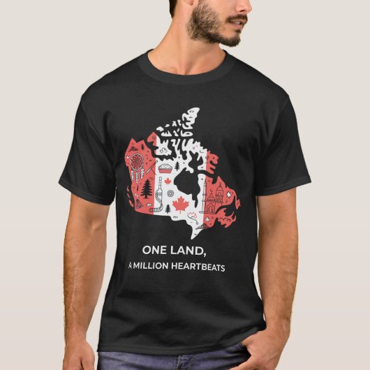 カナダのモザイクTシャツ: メイプルと文化アイコン Tシャツ (正面)