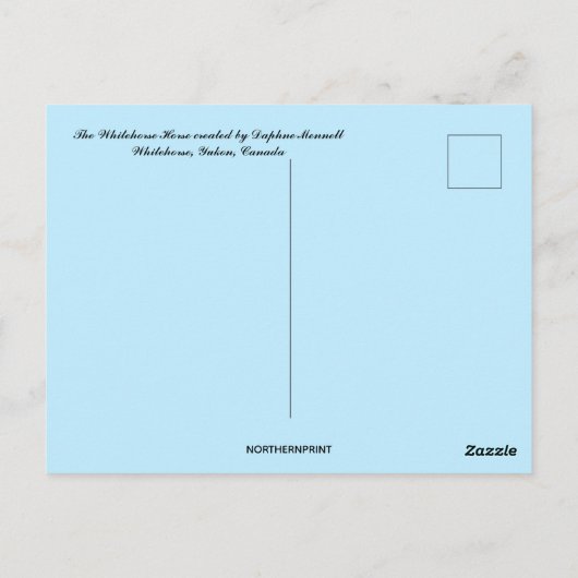 カナダのユーコン準州ホワイトホースの白馬 ポストカード (裏面)