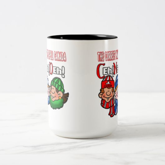 カナダのユーモアのマグを綴る正しい方法 ツートーンマグカップ (中央)