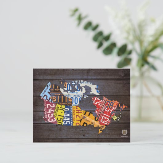カナダのライセンスプレートマップ葉書 ポストカード (スタンド正面)