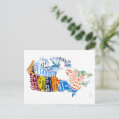 カナダのライセンスプレートマップ(白はがき) ポストカード (スタンド正面)