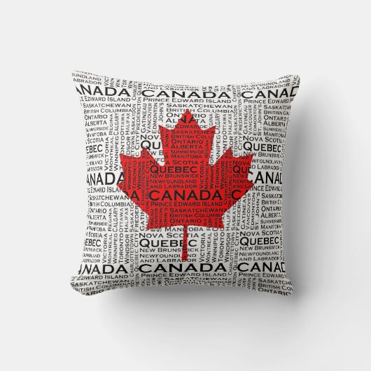 カナダのリーフ(市区町村と州の背景) クッション (正面)
