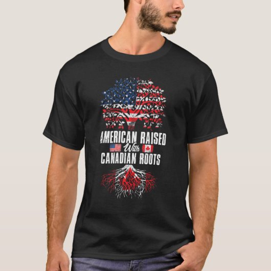 カナダのルーツで育ったアメリカ人カナダアメリカ Tシャツ (正面)