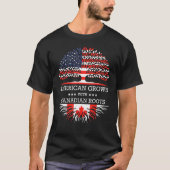 カナダのルーツを持つアメリカ国旗 Tシャツ (正面)