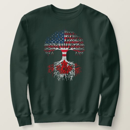 カナダのルーツを持つアメリカ産カナダ国旗の男性 スウェットシャツ (デザイン正面)