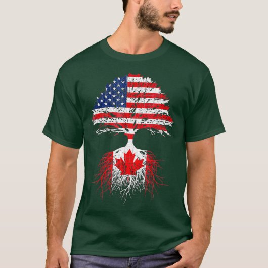 カナダのルーツを持つアメリカ産カナダ国旗Tシャツ Tシャツ (正面)
