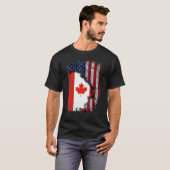 カナダのルーツハーフアメリカン国旗Patrioitc Canada Tシャツ (正面フル)