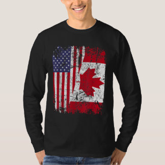 カナダのルーツハーフアメリカ国旗カナダ Tシャツ