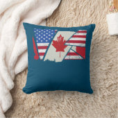 カナダのルーツハーフアメリカ国旗 クッション (ブランケット)