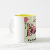 カナダのヴィンテージビーバー旅行ポスター ツートーンマグカップ (正面左)