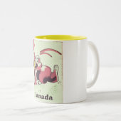 カナダのヴィンテージビーバー旅行ポスター ツートーンマグカップ (正面右)