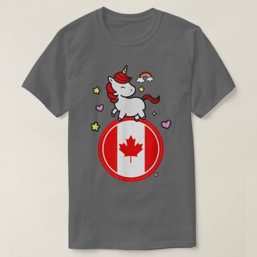 カナダの可愛いユニコーン Tシャツ (デザイン正面)