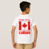 カナダの国旗をあしらったオーダーメイドの男の子用 Tシャツ (裏面フル)
