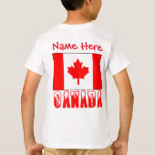 カナダの国旗をあしらったオーダーメイドの男の子用 Tシャツ (裏面)