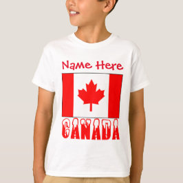 カナダの国旗をあしらったオーダーメイドの男の子用 Tシャツ