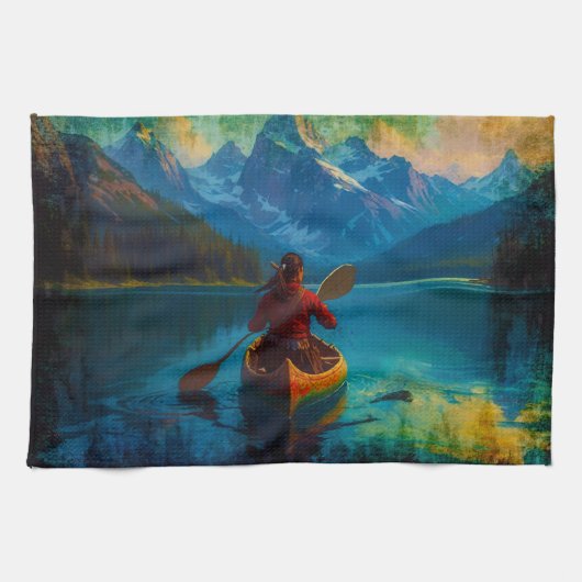 カナダの国際連合パドラーとカヌー キッチンタオル (横)