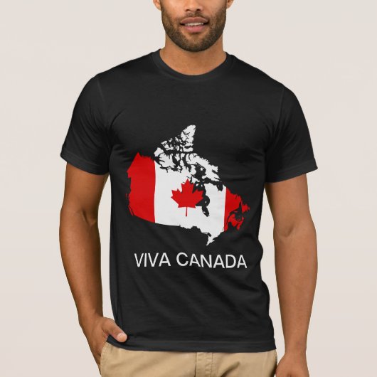 カナダの地図および旗 Tシャツ (正面)